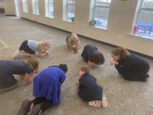 Students practiced movement in an Afterschool Drama Club