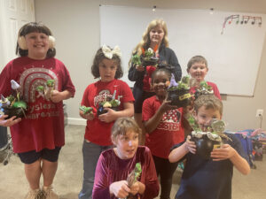 Students made chocolate lollipops and chose from a variety of succulents to create mini cauldrons to take home.