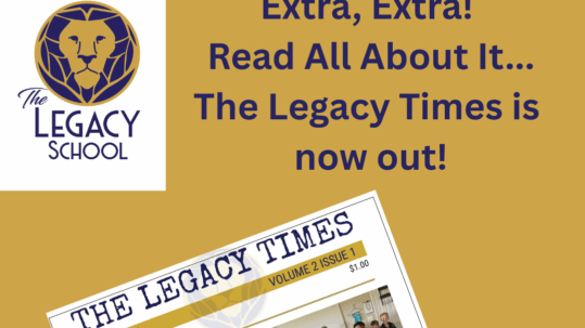 Upper School students at ‪@TheLegacySchoolMaryland‬ have published a new issue of The Legacy Times! Each school year, 7th and 8th grade students in one of Ms. Tara's Writing Classes write, edit, and publish The Legacy Times highlighting all the happenings at The Legacy School.
