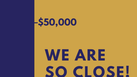 Image is a thermometer showing that we have raised $37,503.50 to match the $50,000 donation from anonymous Legacy family for a total amount raised of $87,503.50!